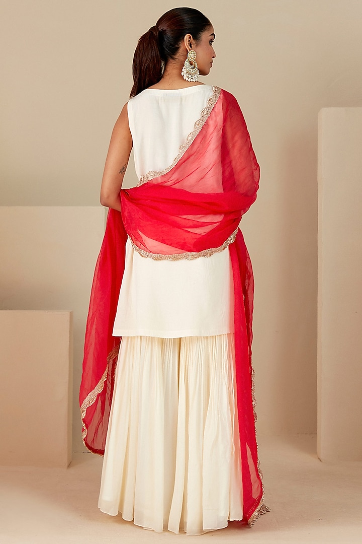 Off-White Crepe Silk & Organza Party Wear Sharara Set by Suruchi Parakh at Pernia's Pop Up Shop