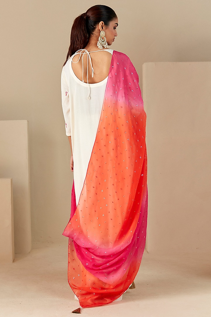 Off-White Crepe Silk Thread Embroidered A-Line Party Wear Anarkali Set by Suruchi Parakh at Pernia's Pop Up Shop