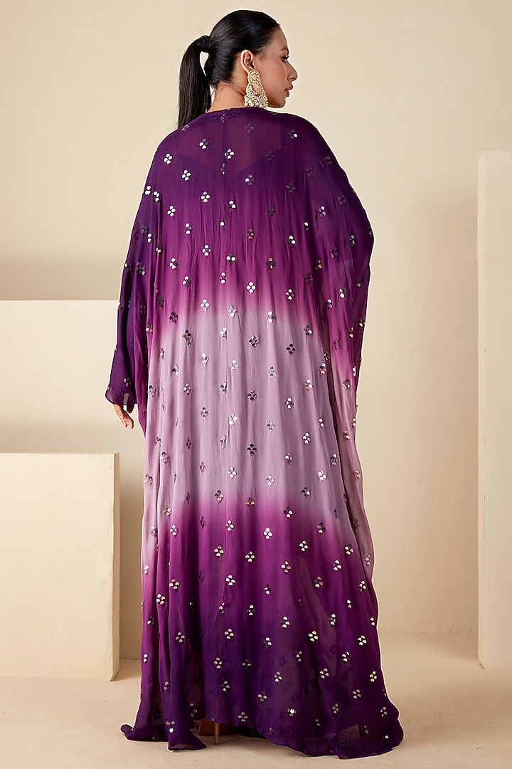 Purple Ombre Chiffon Kaftan by Suruchi Parakh at Pernia's Pop Up Shop