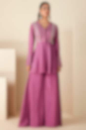 Mauve Crepe Silk Co-Ord Set by Suruchi Parakh at Pernia's Pop Up Shop