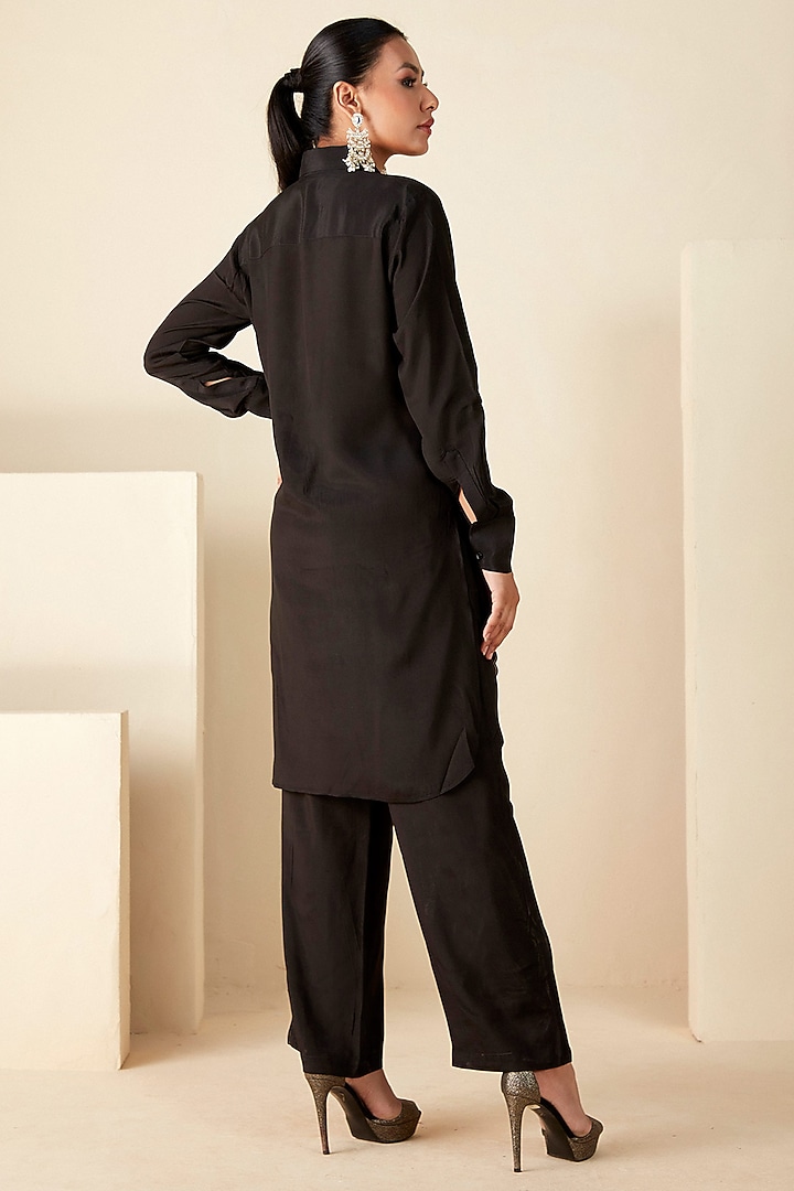 Black Crepe Silk Handwork Co-ord Set by Suruchi Parakh at Pernia's Pop Up Shop