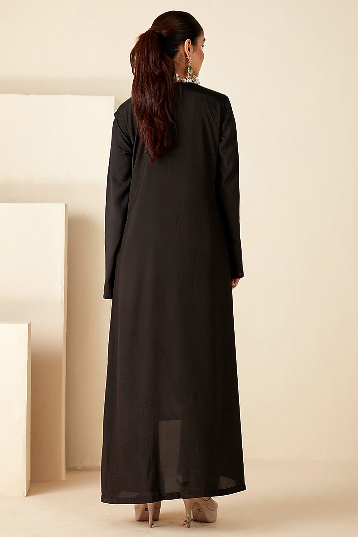 Black Crepe Silk Handcrafted Jacket Set by Suruchi Parakh at Pernia's Pop Up Shop