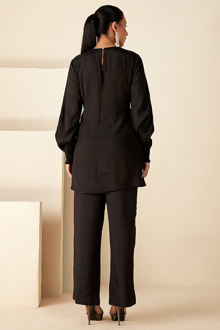 Black Crepe Silk Co-Ord Set by Suruchi Parakh at Pernia's Pop Up Shop