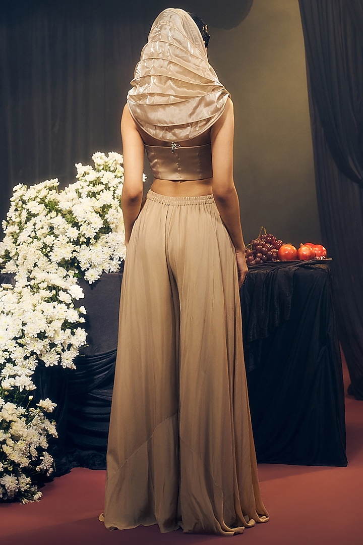 Nude Tissue Organza Silk Pant Set by Suruchi Parakh at Pernia's Pop Up Shop