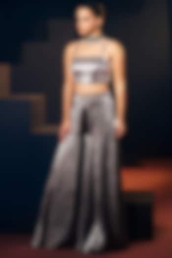 Grey Tissue Organza Silk Pant Set by Suruchi Parakh at Pernia's Pop Up Shop