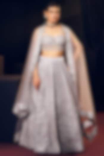 Green Tissue Organza Silk Zari Work Wedding Lehenga Set by Suruchi Parakh at Pernia's Pop Up Shop