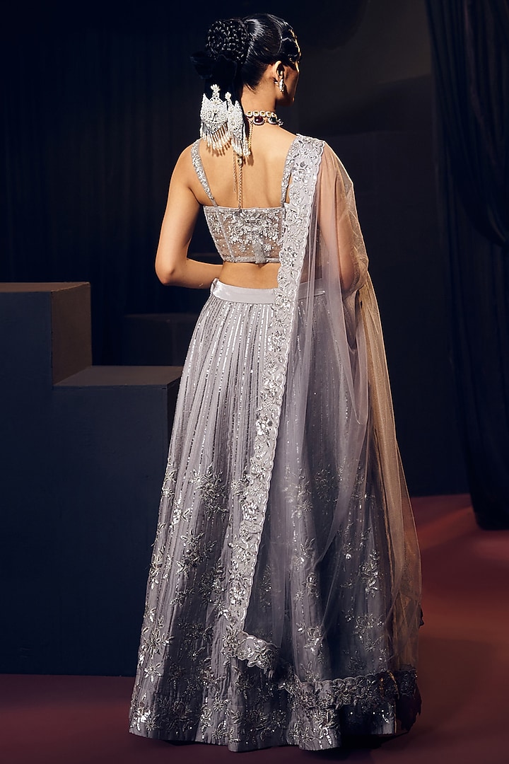 Green Tissue Organza Silk Zari Work Wedding Lehenga Set by Suruchi Parakh at Pernia's Pop Up Shop