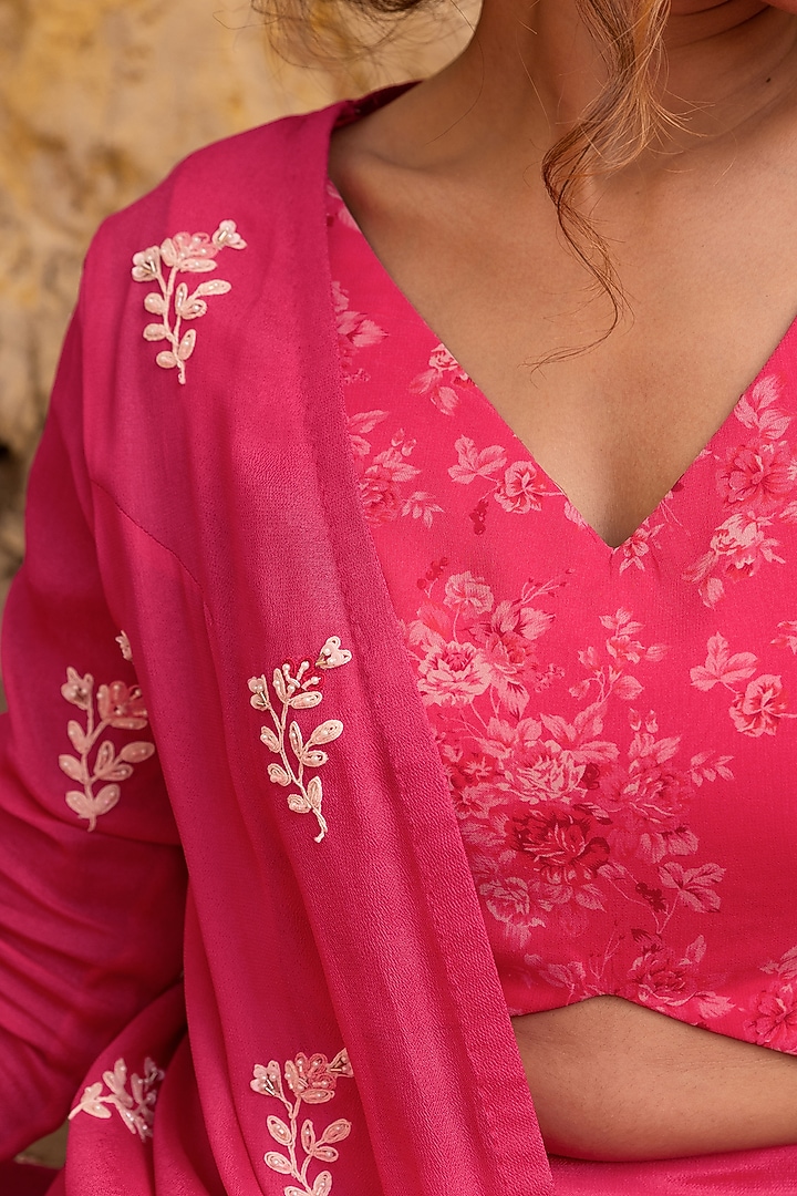 Pink Georgette Jacket Set by Suruchi Parakh at Pernia's Pop Up Shop