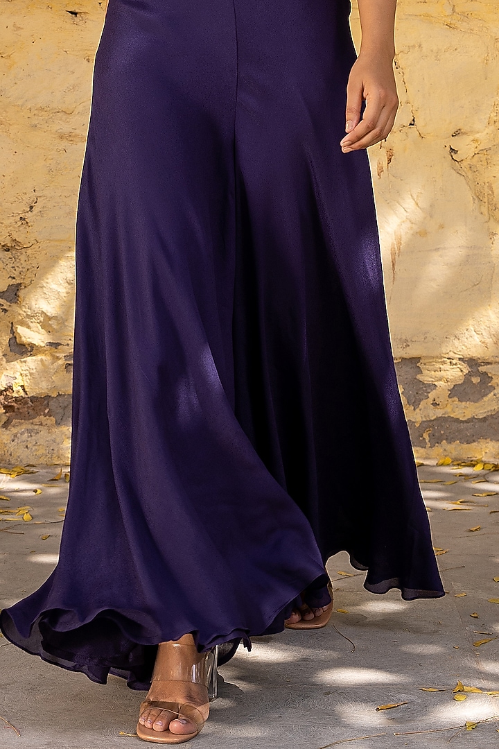 Purple Georgette Pleated Pant Set by Suruchi Parakh at Pernia's Pop Up Shop