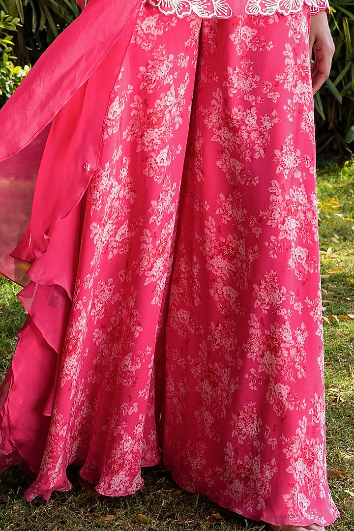 Pink Georgette Embroidered Wedding Sharara Set by Suruchi Parakh at Pernia's Pop Up Shop