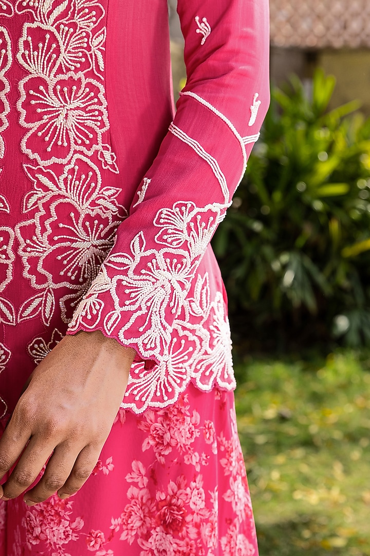 Pink Georgette Embroidered Wedding Sharara Set by Suruchi Parakh at Pernia's Pop Up Shop