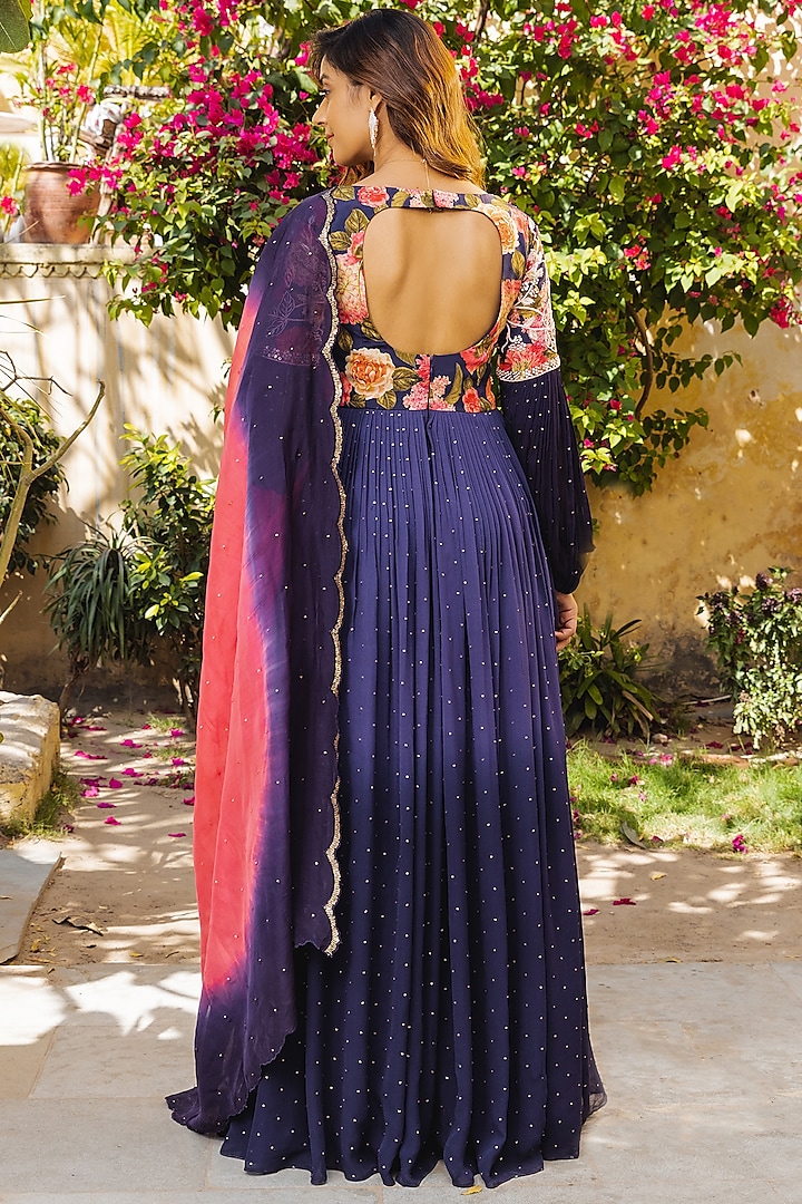 Purple Georgette Embroidered Wedding Anarkali Set by Suruchi Parakh at Pernia's Pop Up Shop