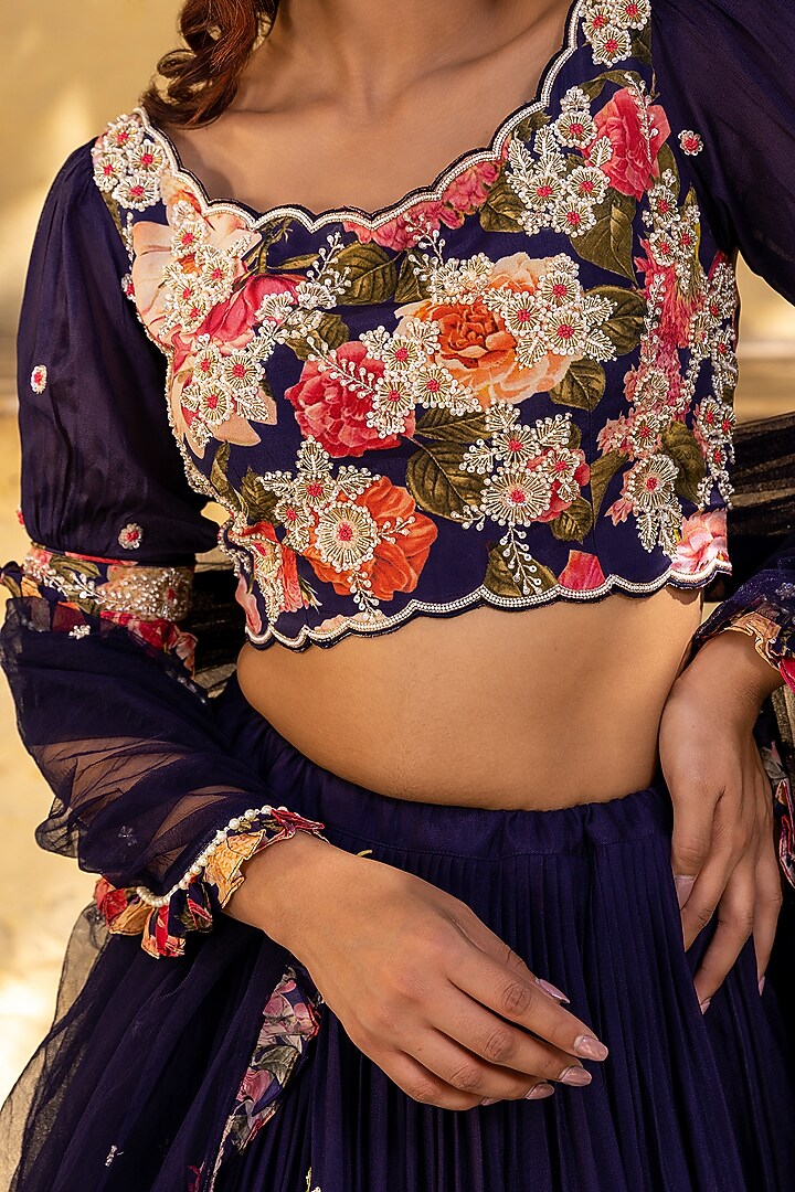 Purple Georgette Embroidered Wedding Lehenga Set by Suruchi Parakh at Pernia's Pop Up Shop
