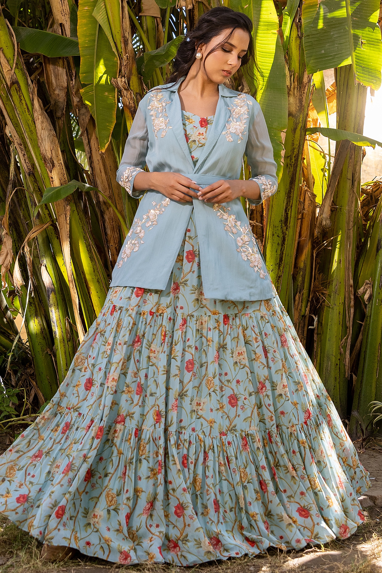 Fashionable Designer Sky Blue Lehenga With Georgette Fabric – tapee.in