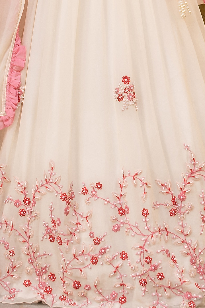 Off-White Georgette Embroidered Wedding Lehenga Set by Suruchi Parakh at Pernia's Pop Up Shop