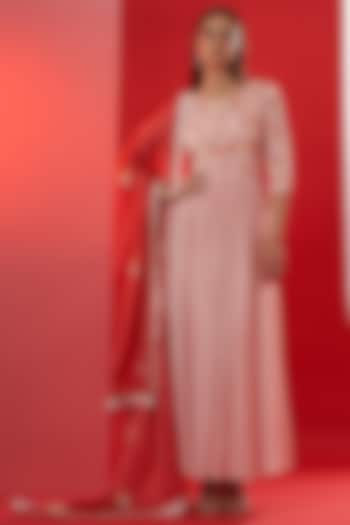 Blush Pink Embroidered Party Wear Anarkali Set by Suruchi Parakh at Pernia's Pop Up Shop