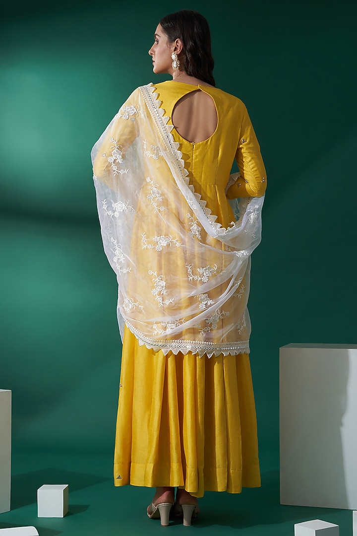 Bright Yellow Embroidered Party Wear Anarkali Set by Suruchi Parakh at Pernia's Pop Up Shop