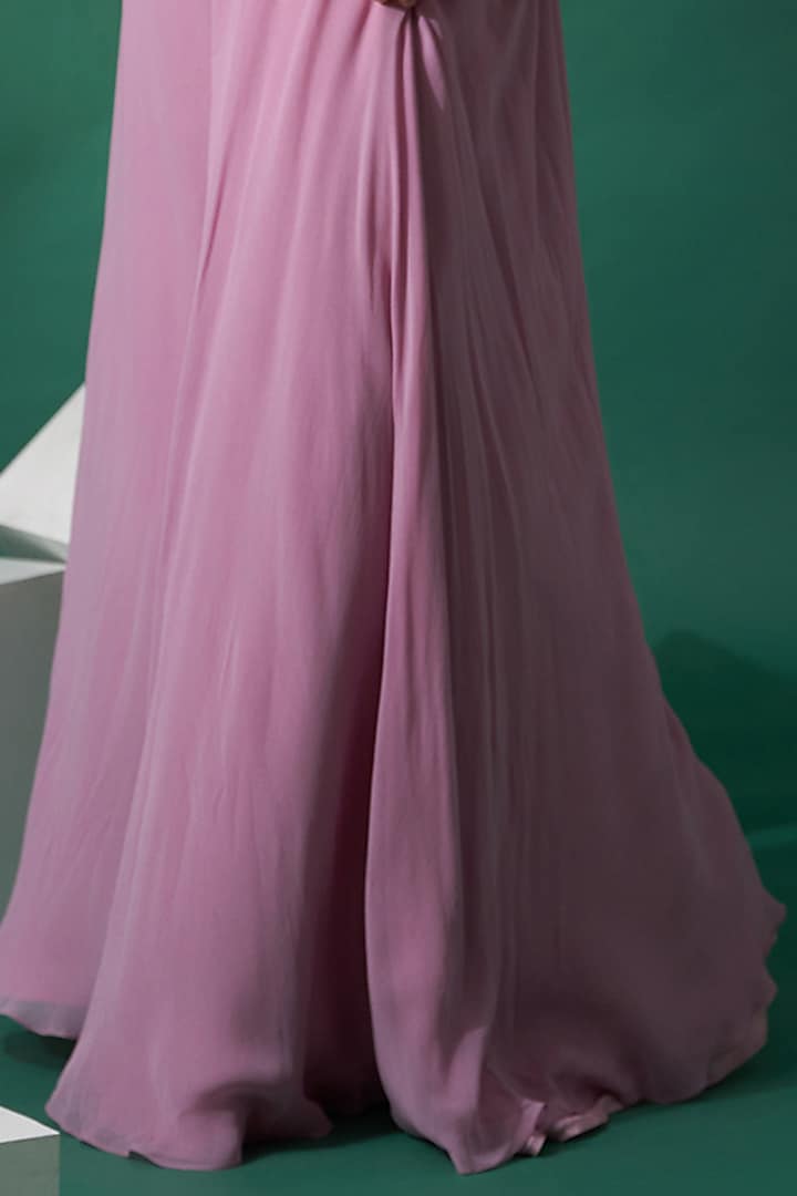 Lilac Chiffon Flared Pant Set by Suruchi Parakh at Pernia's Pop Up Shop