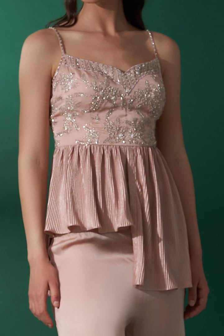 Pink Satin Pant Set by Suruchi Parakh at Pernia's Pop Up Shop