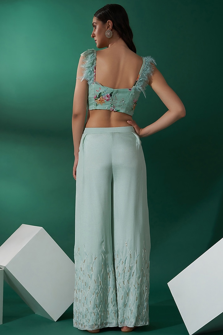 Sea Green Embroidered Pant Set by Suruchi Parakh at Pernia's Pop Up Shop