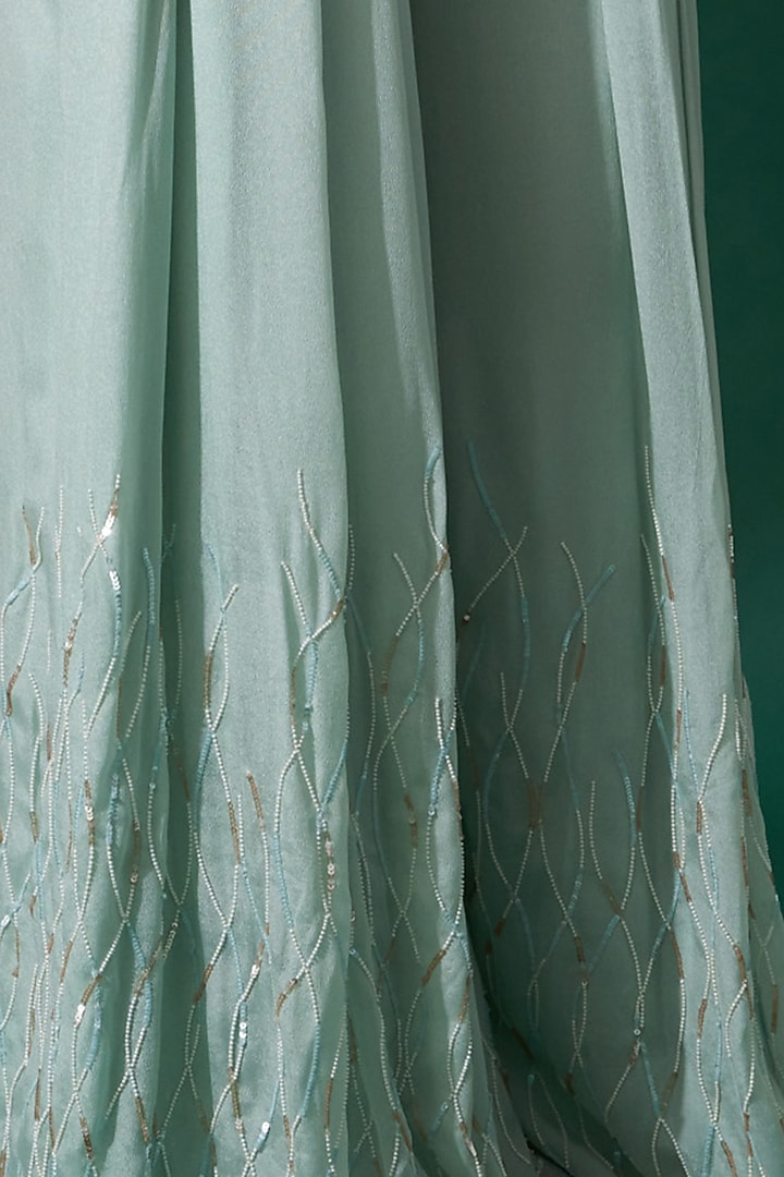 Sea Green Embroidered Pant Set by Suruchi Parakh at Pernia's Pop Up Shop