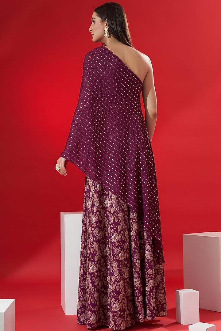 wine Floral Printed Pant Set by Suruchi Parakh at Pernia's Pop Up Shop