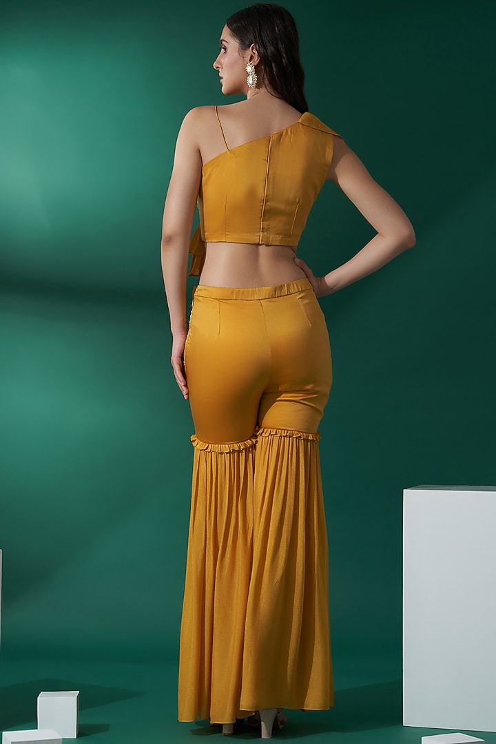 Mustard Satin Pant Set by Suruchi Parakh at Pernia's Pop Up Shop