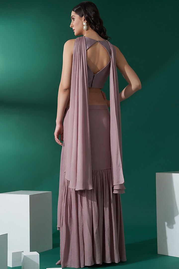 Nude Brown Georgette Skirt Set by Suruchi Parakh at Pernia's Pop Up Shop
