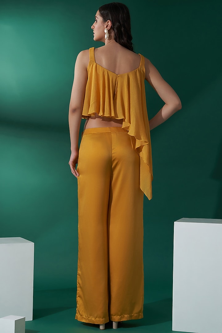 Mustard Yellow Crepe Pant Set by Suruchi Parakh at Pernia's Pop Up Shop