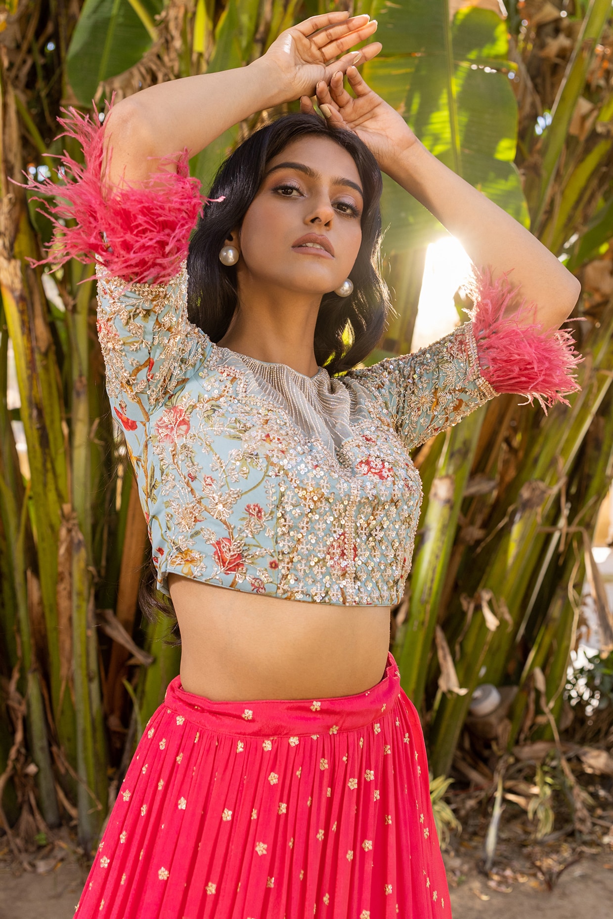 Shop Multicolored Chinon N Peach Net Layered Lehenga Party Wear Online at  Best Price | Cbazaar