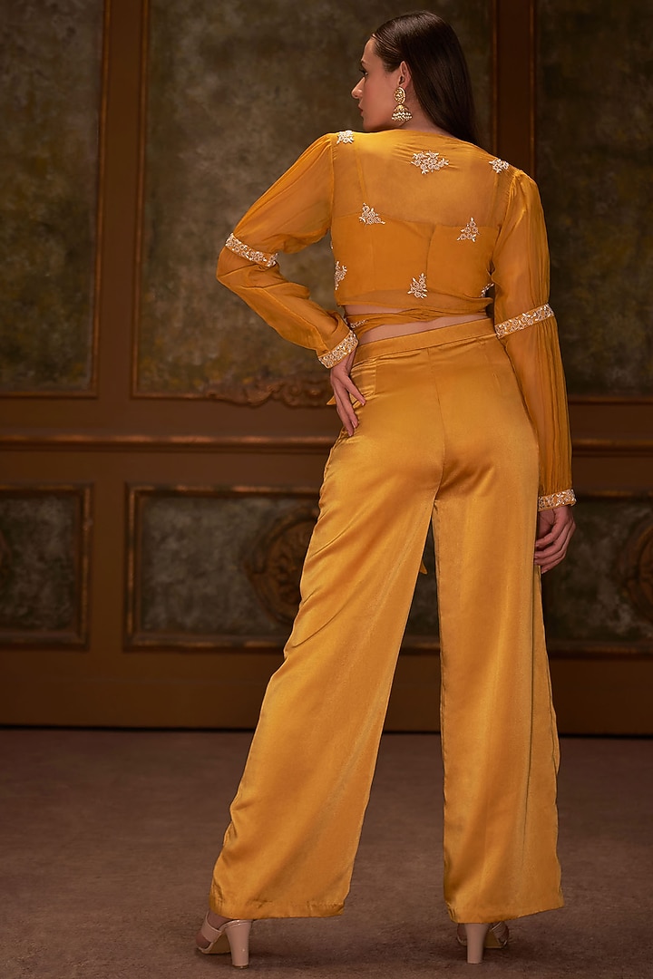 Yellow Embroidered Jacket Set by Suruchi Parakh at Pernia's Pop Up Shop
