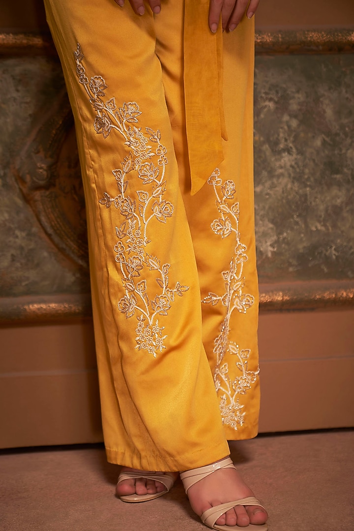 Yellow Embroidered Jacket Set by Suruchi Parakh at Pernia's Pop Up Shop
