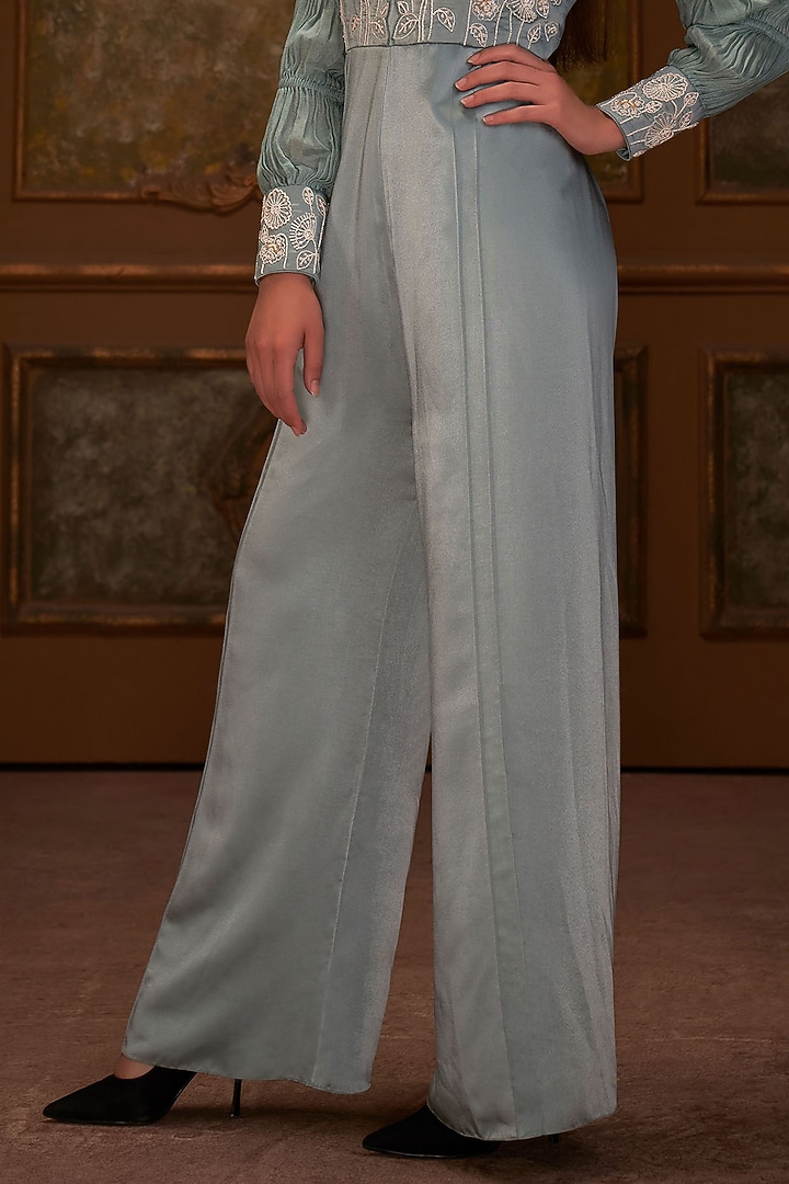 Sea Green Embroidered Jumpsuit by Suruchi Parakh at Pernia's Pop Up Shop