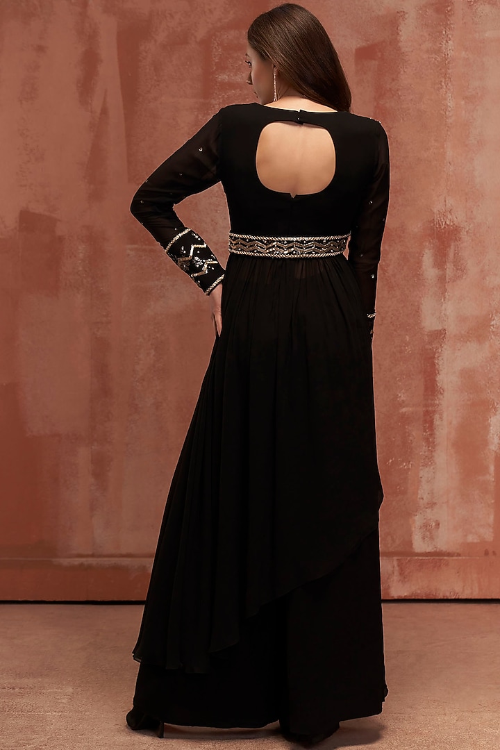 Black Chiffon Tunic Set by Suruchi Parakh at Pernia's Pop Up Shop