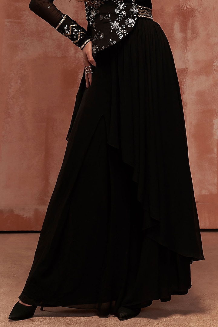 Black Chiffon Tunic Set by Suruchi Parakh at Pernia's Pop Up Shop