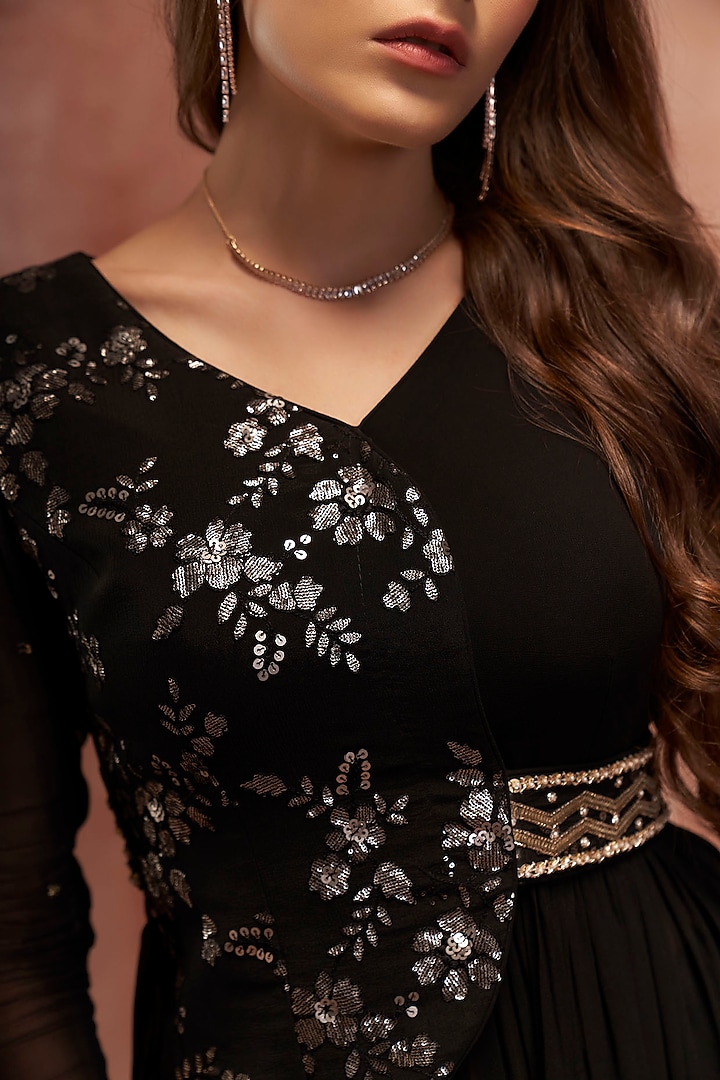 Black Chiffon Tunic Set by Suruchi Parakh at Pernia's Pop Up Shop