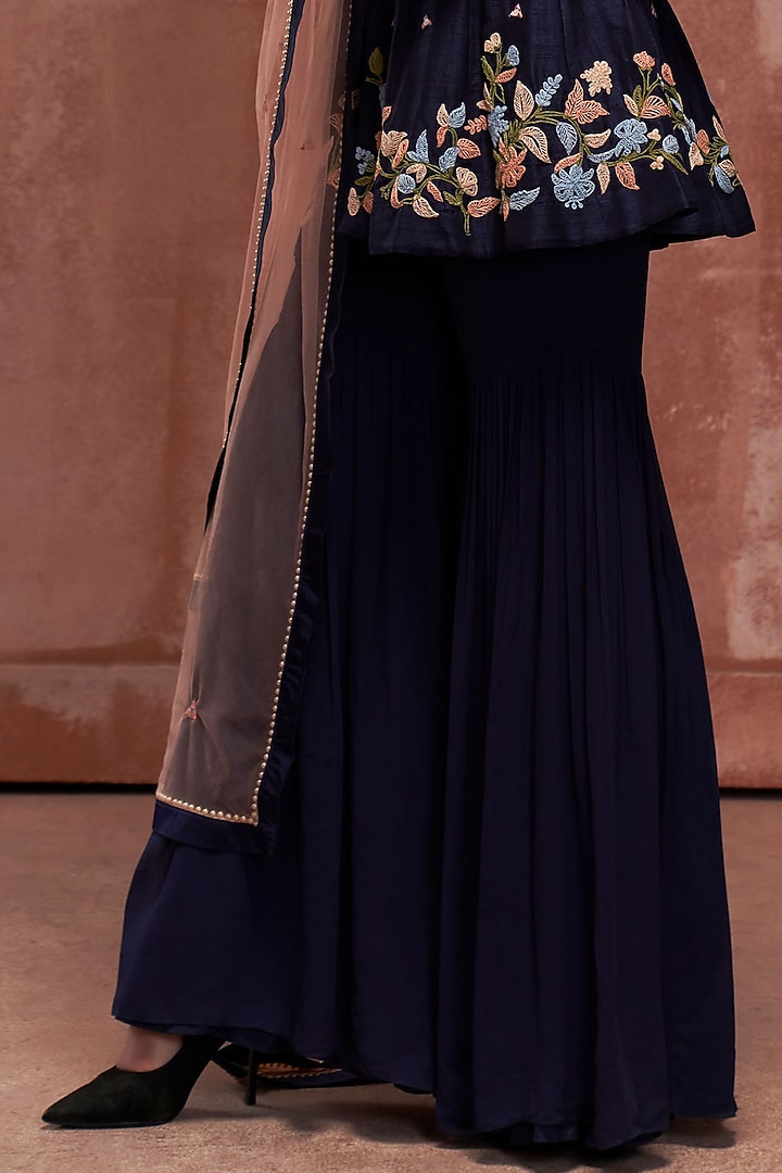 Blue Georgette Sharara Set by Suruchi Parakh at Pernia's Pop Up Shop