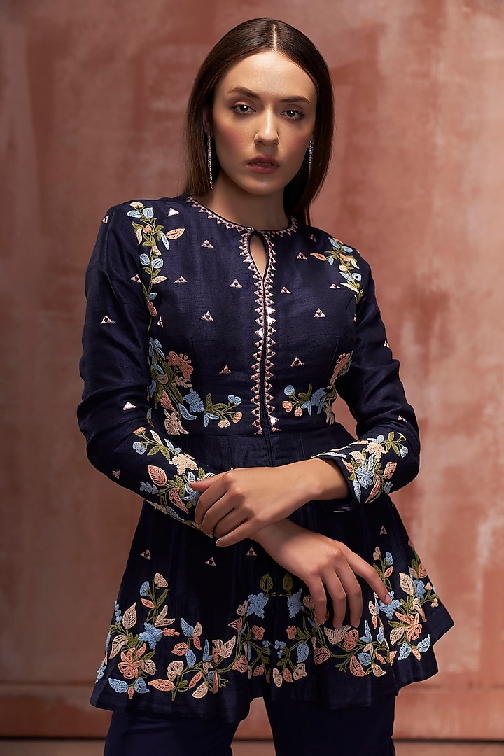 Blue Georgette Sharara Set by Suruchi Parakh at Pernia's Pop Up Shop