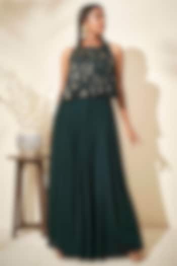 Bottle Green Layered Vacation Dress by Suruchi Parakh at Pernia's Pop Up Shop