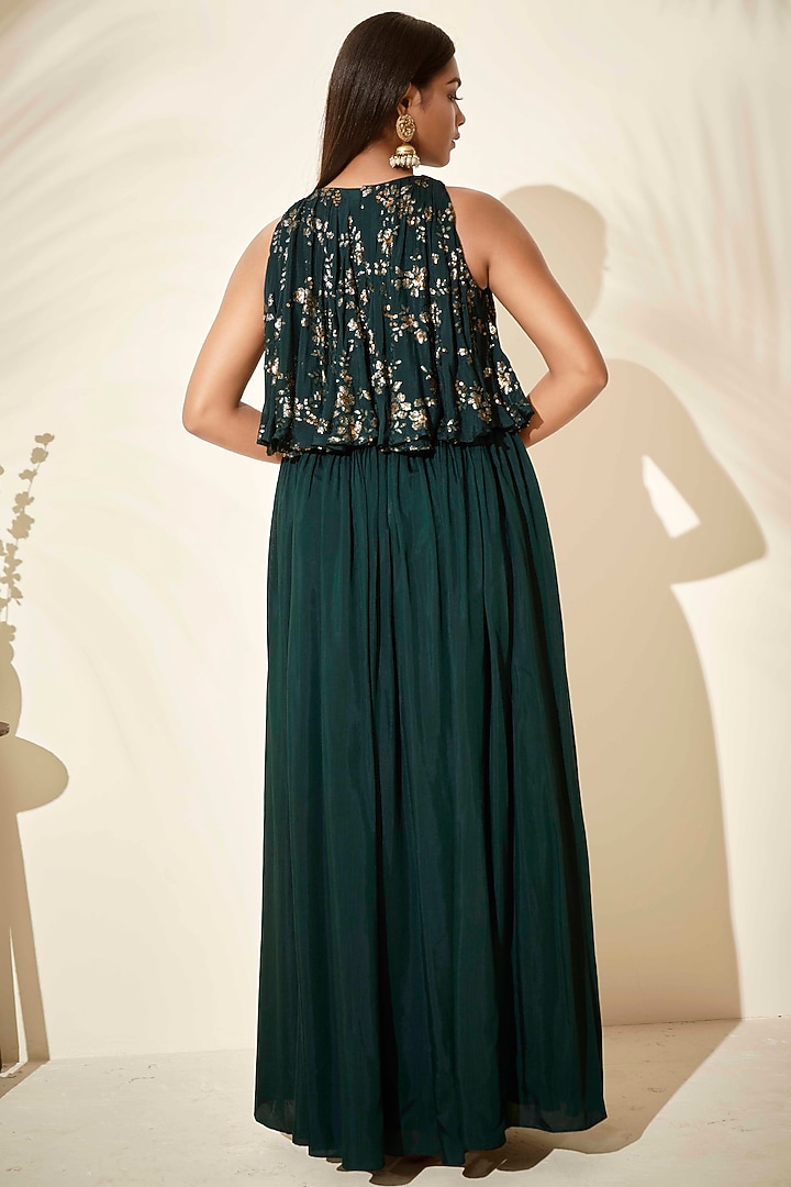 Bottle Green Layered Vacation Dress by Suruchi Parakh at Pernia's Pop Up Shop