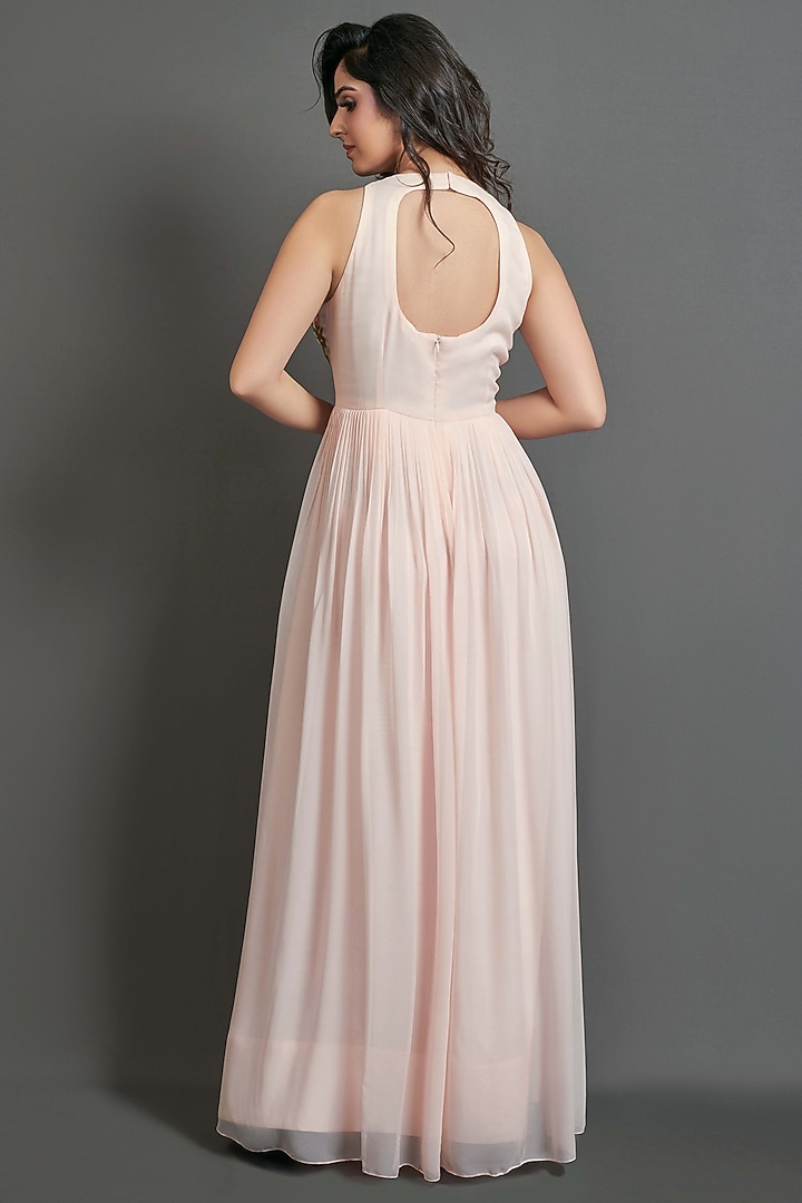 Blush Pink Embroidered Maxi Vacation Dress by Suruchi Parakh at Pernia's Pop Up Shop
