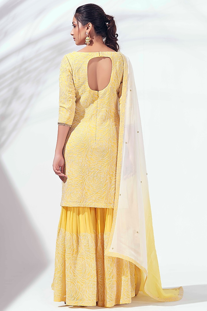 Yellow Sequins Embroidered Party Wear Sharara Set by Suruchi Parakh at Pernia's Pop Up Shop