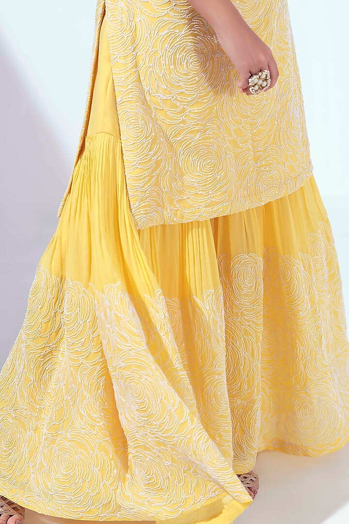 Yellow Sequins Embroidered Party Wear Sharara Set by Suruchi Parakh at Pernia's Pop Up Shop