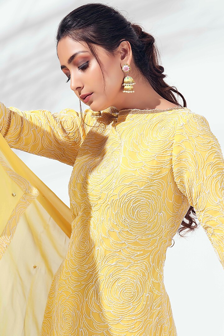 Yellow Sequins Embroidered Party Wear Sharara Set by Suruchi Parakh at Pernia's Pop Up Shop