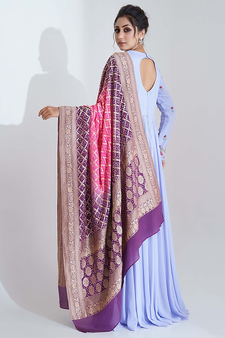 Lilac Hand Embroidered Wedding Anarkali Set by Suruchi Parakh at Pernia's Pop Up Shop