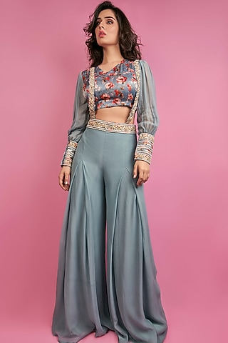 Grey Printed Jumpsuit by Suruchi Parakh