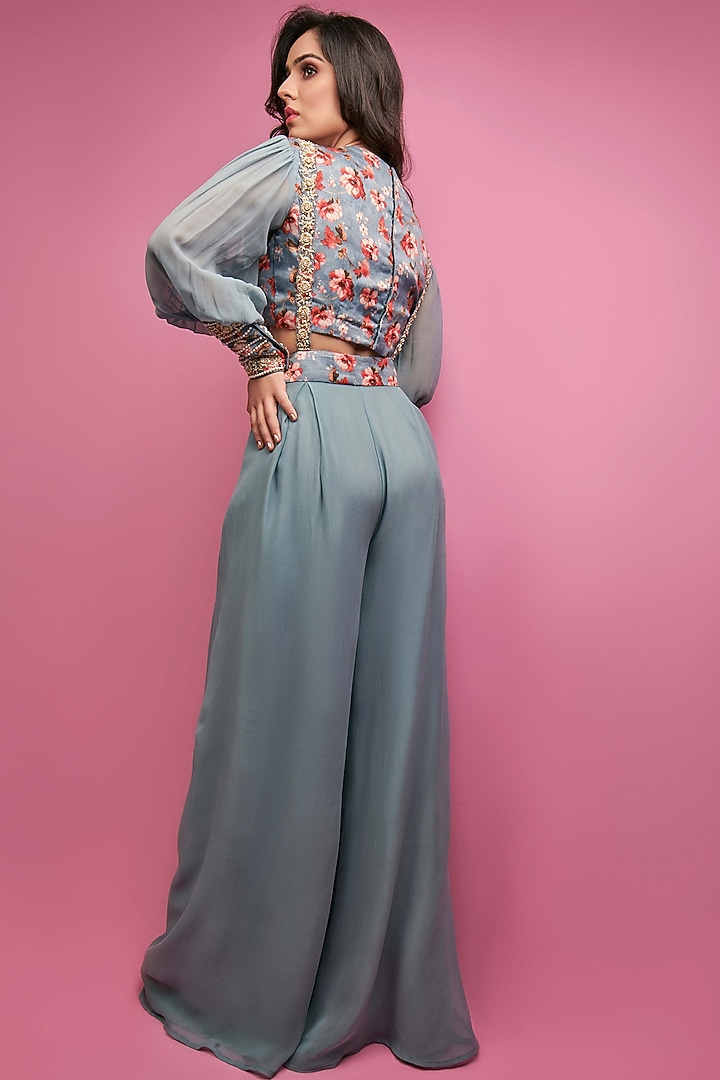 Grey Printed Jumpsuit by Suruchi Parakh at Pernia's Pop Up Shop