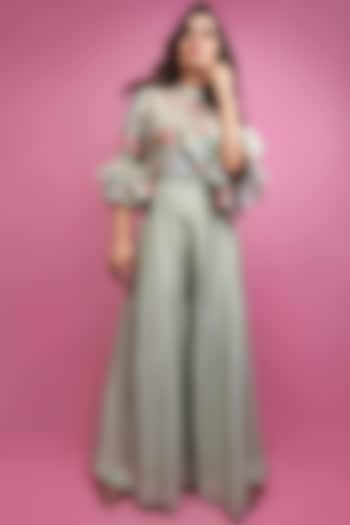 Sea Green Handcrafted Jumpsuit by Suruchi Parakh at Pernia's Pop Up Shop