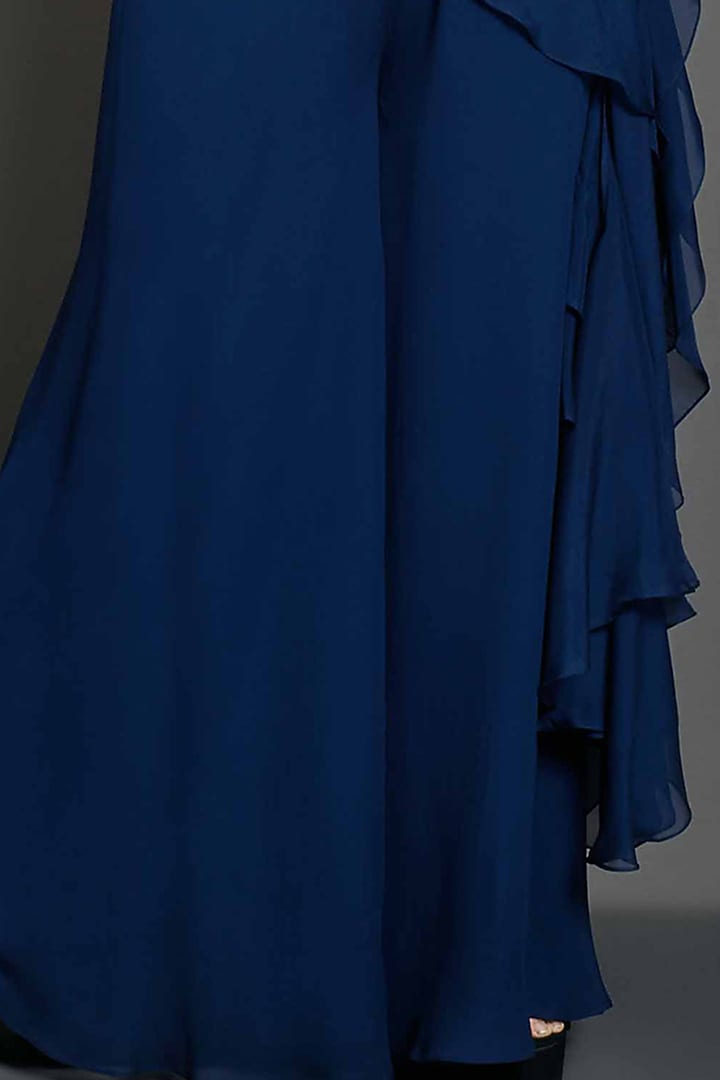 Navy Blue Flared Pant Set by Suruchi Parakh at Pernia's Pop Up Shop