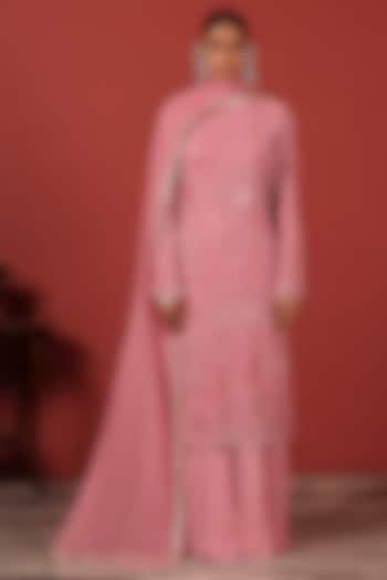 Pink Georgette Wedding Sharara Set by Suruchi Parakh at Pernia's Pop Up Shop